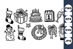 Hand Drawn Festive Holiday Clipart Collection Bundle Product Image 1