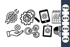 Hand Drawn Gear Icon Vector Set for Business Designs Product Image 1