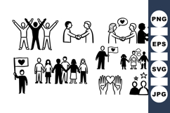 Hand Drawn Community People Icon Vector Set Product Image 1