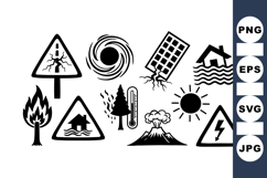 Natural Disaster Warning Icons Vector Set For Safety Designs Product Image 1