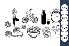 Healthy Lifestyle Vector Icon Set for Wellness Design Product Image 1