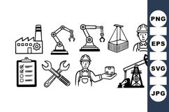 Industrial Worker And Machinery SVG Icon Set Bundle Product Image 1