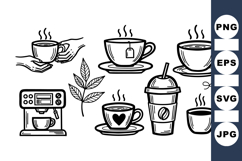 Hand Drawn Coffee Cup Vector Clipart Set Bundle Product Image 1