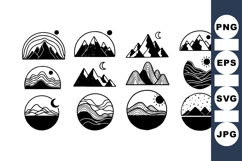 Minimalist Mountain Line Art Vector Clipart Set Product Image 1