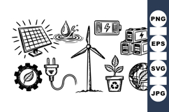 Hand Drawn Eco Energy Vector Clipart Bundle Product Image 1