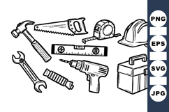 Hand Drawn Construction Tools Clipart Bundle for DIY Product Image 1