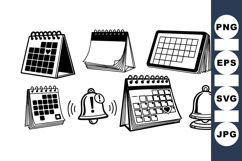 Hand Drawn Desk Calendar And Reminder Clipart Set Product Image 1