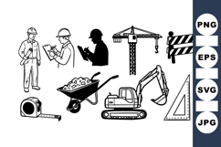 Construction Worker and Machinery Vector Clipart Set Product Image 1