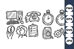 Hand Drawn Office Tools Vector Clipart Set Product Image 1