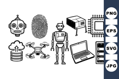 Hand Drawn Technology Robotics Svg Bundle Set Product Image 1