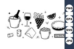 Hand Drawn Wine Svg Clipart for Party Designs Product Image 1