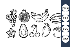 Hand Drawn Fruit Vector Clipart Bundle for Crafts Product Image 1