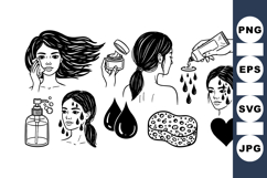 Hand Drawn Skincare Vector Clipart Bundle for Beauty Product Image 1