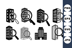Office Building Search Icon Vector Set for Business Use Product Image 1