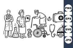 Line Art Medical Care Vector Clipart Set Product Image 1