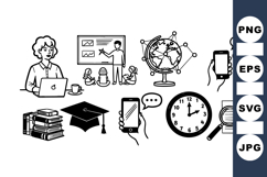 Hand Drawn Education Icon Vector Clipart Set Product Image 1