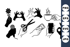 Hand Gesture Silhouette Vector Icon Set Bundle Product Image 1