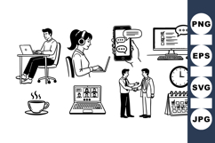 Remote Work Office Icons Vector Clipart Set For Projects Product Image 1