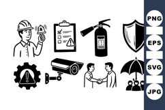 Safety And Security Icon Vector Set For Business Product Image 1