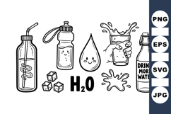 Hand Drawn Water Hydration Clipart for Kids Product Image 1