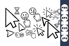 Hand Drawn Cursor Icon Vector Clipart Set Product Image 1