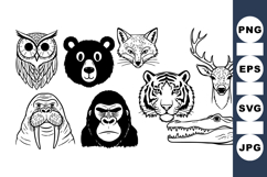 Wild Animal Head Vector Set For Crafts And Design Product Image 1