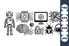 Modern Tech Circuit Robot Clipart Bundle for Digital Design Product Image 1