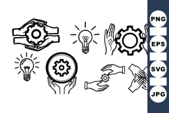 Hand Drawn Teamwork Icons Vector Set for Business Product Image 1