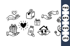 Hand Drawn Charity Icons SVG Bundle For Nonprofits Product Image 1