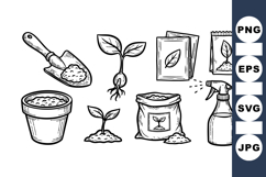 Hand Drawn Gardening Tools Clipart Bundle for Crafts Product Image 1