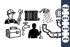 Plumbing Tools And Pipe Vector Clipart Set For Repairs Product Image 1