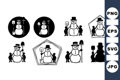 Winter Snowman Silhouette SVG for Holiday Crafts Product Image 1