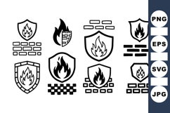 Hand Drawn Fire Shield Icon Set For Safety Design Product Image 1