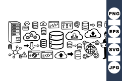 Cloud Data Server Icon Set For Tech Designs Product Image 1