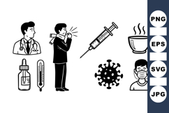 Cold Flu Medical Icons Vector Set For Health Designs Product Image 1