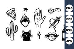 Tattoo Icon Clipart Bundle With Punk Style Product Image 1