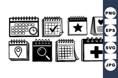 Hand Drawn Calendar Icon Vector Clipart Set Product Image 1