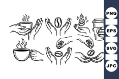 Hand Drawn Coffee Bean And Cup Clipart Product Image 1