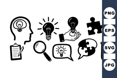 Hand Drawn Creative Problem Solving Icon Vector Set Product Image 1