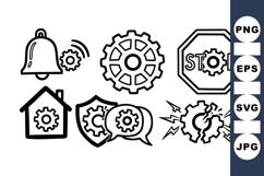Mechanical Gear Icon Clipart Set For Web Design Product Image 1