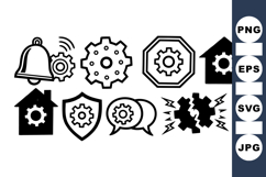 Technical Gear And Settings Icon Vector Set Product Image 1