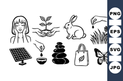 Hand Drawn Eco Wellness SVG Clipart for Crafts Product Image 1