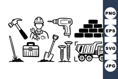 Construction Tools Vector Clipart Product Image 1