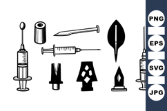 Medical Syringe Vector Clipart Set For Healthcare Use Product Image 1