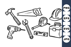 Hand Drawn Construction Tools Svg Clipart Set Product Image 1