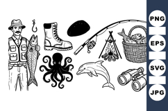 Hand Drawn Vintage Fishing Illustration Product Image 1