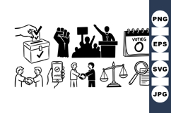 Vector Political Protest Icons for Activism Designs Product Image 1