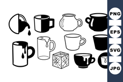Black Silhouette Mug Clipart Vector Set Product Image 1