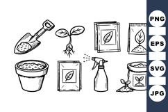 Hand Drawn Gardening Tools Vector Clipart Set Product Image 1