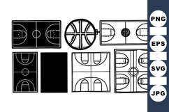 Hand Drawn Basketball Court SVG Clipart Set Product Image 1